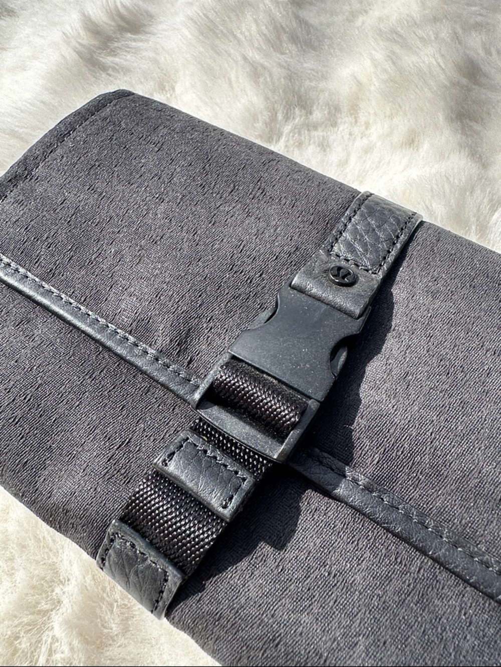 Lululemon Black Fold-Over Clutch Wallet with removable pouch
